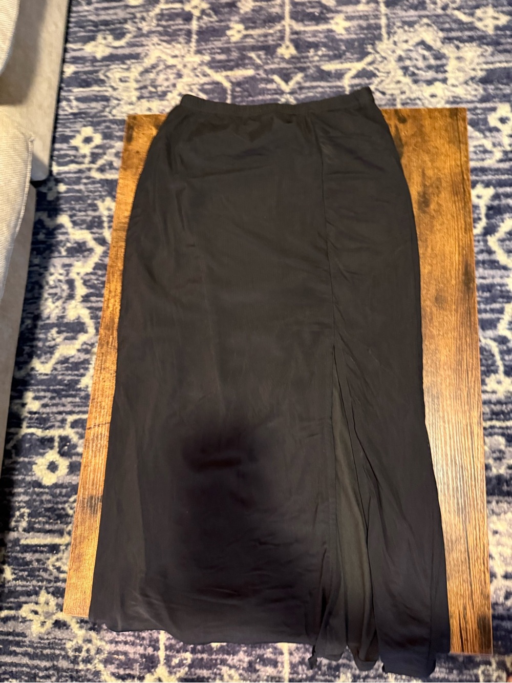 Black Women's Mesh Maxi Skirt with Side Slit